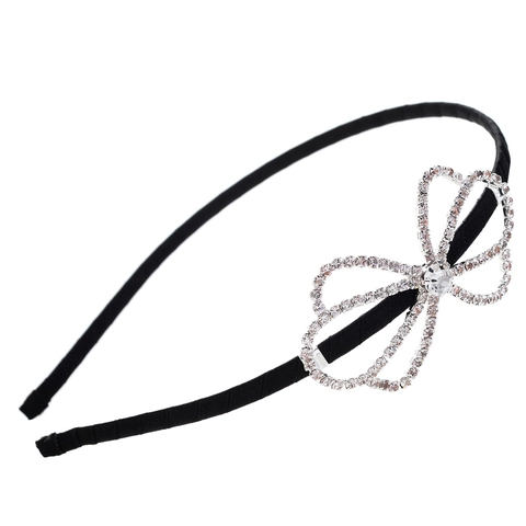 Elegant Satin Wrapped Hair Band With Sparkling Rhinestone Bowknot Decor Minimalist Zinc Alloy Headband For Women Daily Hair Accessories
