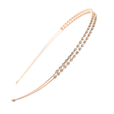 Zweireihiger Strass Haarreif Eleganter Legierungs Metall Haarband Koreanischer Stil Funkelnder Kristall Haarschmuck Für Alltag Party Hochzeit Damen