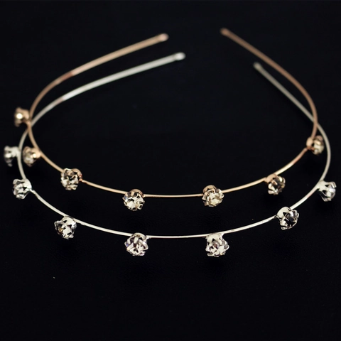 Elegant Korean Style Zinc Alloy Rhinestone Headband Sunflower Design Thin Metal Hair Band For Women Daily Wedding Party Jewelry