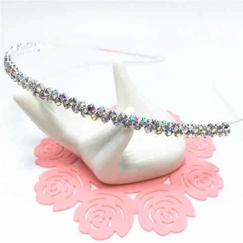 Elegant Zinc Alloy Rhinestone Headband For Women Glitter Single Row Thin Hair Band Fashion Hair Accessories For Party Wedding Daily Decor