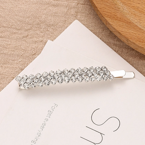 Elegante Fermaglio per Capelli in Lega con Strass per Donna Forcina Geometrica Intarsiata Fermaglio di Cristallo per Feste Quotidiane
