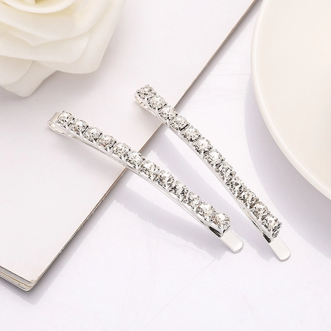 Elegant Alloy Rhinestone Hair Clip For Women Silver Fashion Crystal Barrette Bridal Wedding Hair Accessories Headwear