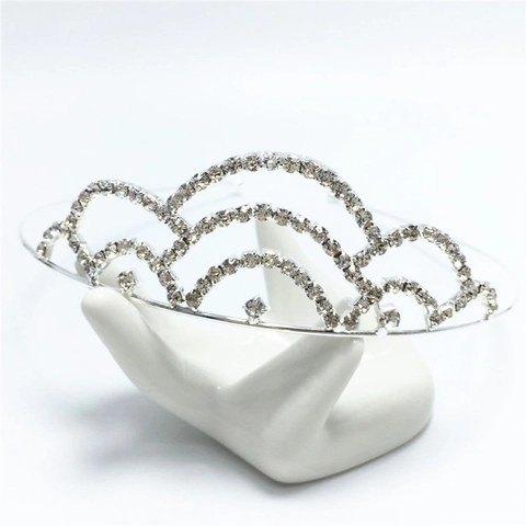 Lussuosa Corona Tiara Cerchietto in Lega di Strass per Bambini Ragazze Matrimonio Festa Compleanno Accessori per Capelli Oro Argento