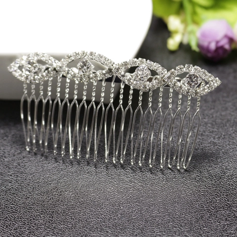 Elegante Pettine per Capelli in Lega Argento con Strass Marquise Geometrico Accessorio Sposa per Matrimonio Banchetto Festa Donna