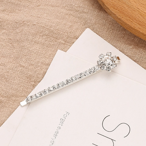 Pince à Cheveux Coréenne Fleur en Strass Barrette Simple en Alliage Accessoire de Cheveux Élégant pour Femme Bijoux de Fête Quotidien