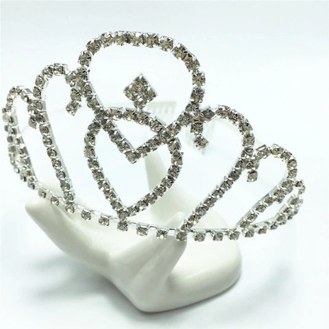 Luccicante Corona Tiara in Lega Argento per Bambini con Pettine a Forma di Cuore e Strass per Ragazze Feste di Compleanno Matrimonio