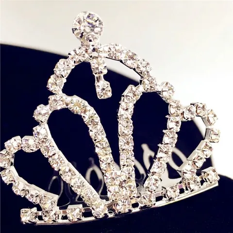 Peine Corona De Aleación Plata Con Strass Para Niñas Princesa Fiesta Cumpleaños Elegante Tocado Decorativo Niños