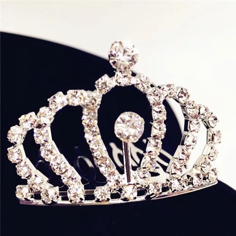 Mini Crown Hair Comb Rhinestone Princess Tiara For Kids Party Girls Hair Accessories Silver Color Alloy Headpiece