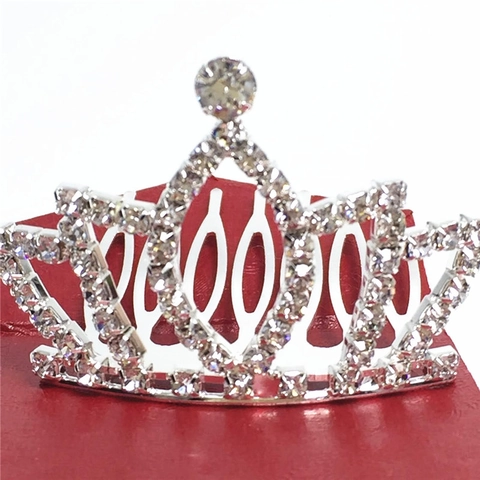 Princess Crown Hair Comb Silver Alloy Sparkling Rhinestone Tiara Clips For Girls Kids Wedding Party Performance Hair Accessories