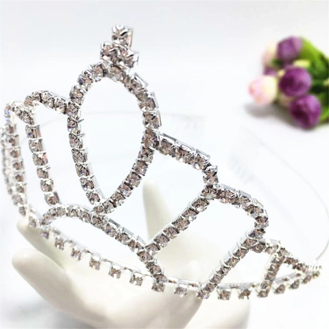 Elegante Corona da Sposa in Lega Placcata Argento Con Strass di Cristallo e Pettini Laterali per Matrimonio e Festa
