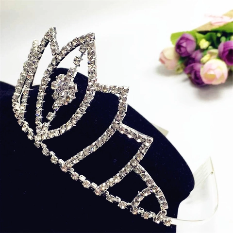 Elegante Corona Tiara di Strass per Bambini Pettine per Capelli a Fiore in Lega Argento per Feste di Compleanno e Matrimoni