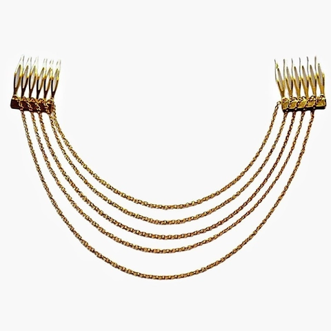 Gold Multilayer Tassel Chain Hair Comb Bohemian Vintage Metal Hair Jewelry Headpiece For Women Wedding Party Decoration