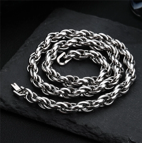 Collana Hip Hop con Catena a Chiglia in Acciaio al Titanio Lucido Gioielli Stile Punk Streetwear per Uomo Donna Unisex