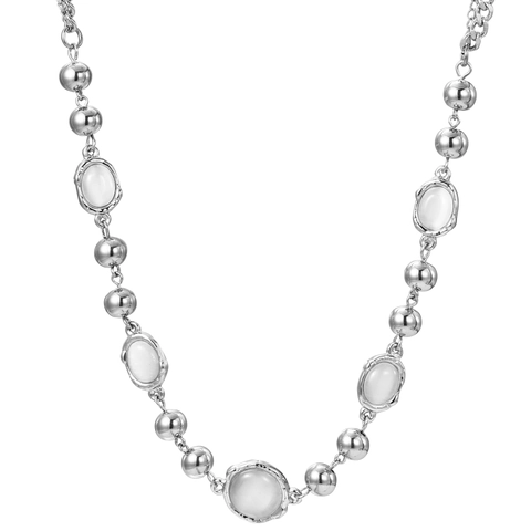 Collana con Ciondolo in Pietra Occhio di Gatto in Acciaio al Titanio Minimalista e Bracciale Catena da Clavicola Gioielli per Unisex