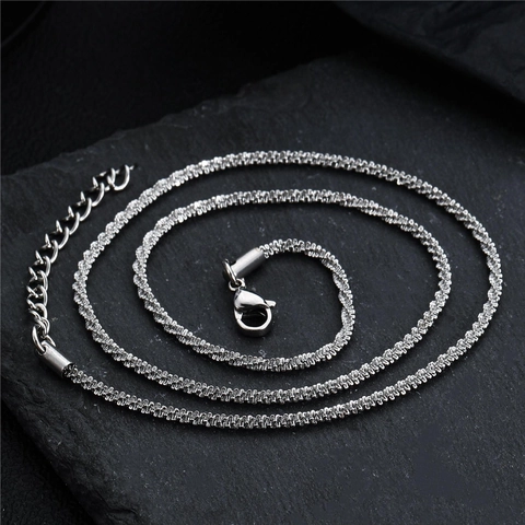 Collar de Cadena de Acero de Titanio Resplandeciente Minimalista para Mujeres Hombres Unisex Joyería de Cuello Ajustable Versátil