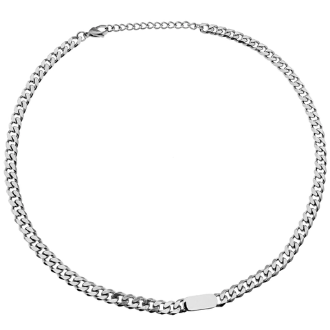 Collar Pulsera de Cadena Cubana de Acero Inoxidable ID Minimalista Joyería Hip Hop para Hombres Mujeres Diario Estilo