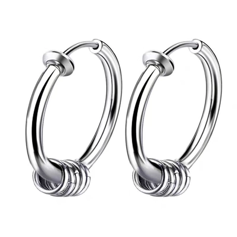 Orecchini a Cerchio Minimalisti in Acciaio al Titanio Per Unisex Decorazione a Più Anelli Lucidi Argento Orecchini Gioielli