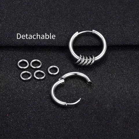 Orecchini a Cerchio Minimalisti in Acciaio al Titanio Per Unisex Decorazione a Più Anelli Lucidi Argento Orecchini Gioielli
