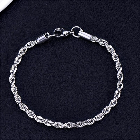 Pulsera de Cadena de Cuerda Hip Hop Acero Inoxidable Eslabón Torcido Joyería Minimalista Para Hombre Mujer Unisex
