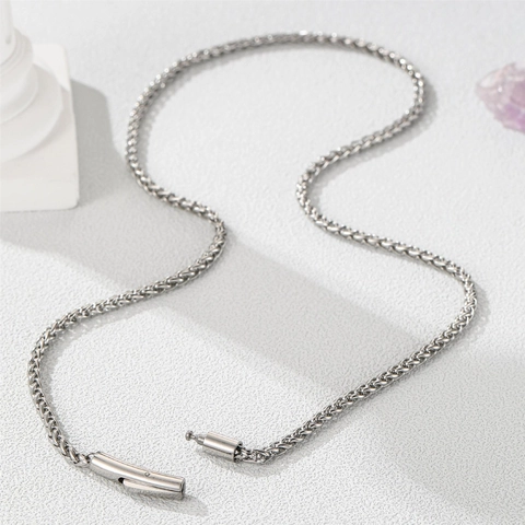 Minimalist Titanium Steel Dragon Bone Chain Necklace Unisex Wheat Braided Link Chain Jewelry For Men Women Daily Wear
