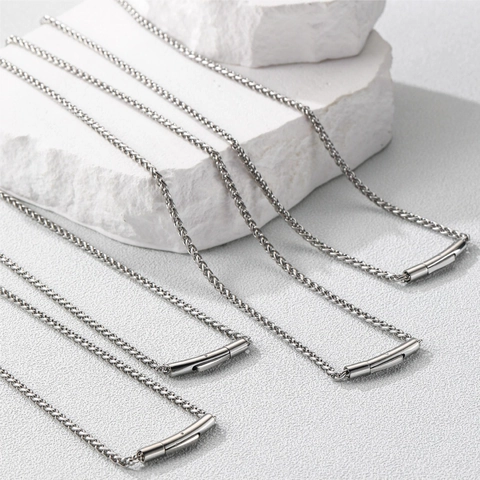Minimalist Titanium Steel Dragon Bone Chain Necklace Unisex Wheat Braided Link Chain Jewelry For Men Women Daily Wear