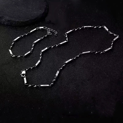 Collana a Maglie di Bambù Mobius in Acciaio Inossidabile Con Motivo a Stella Gioielli Unisex Geometrici Per Uomo Donna