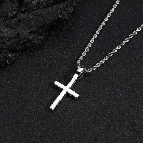 Collana con Pendente a Croce Hip Hop Acciaio al Titanio Catena a Corda in Acciaio Inossidabile Gioielli con Strass Regalo Uomo