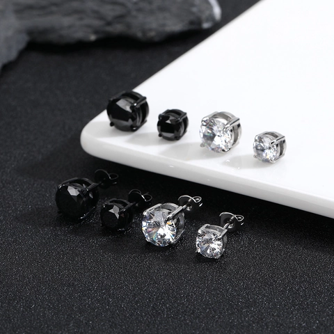 Unisex Stainless Steel Round Rhinestone Magnetic Stud Earrings No Pierced Ear Clip Edgy Jewelry Gift For Men Women