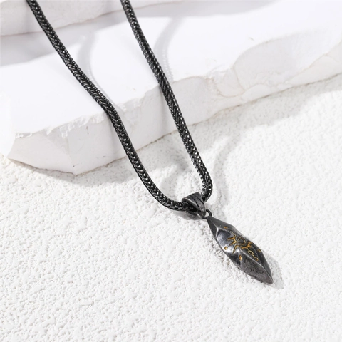 Collier Pendentif Pierre de Souhait Vintage en Acier Titane Totem Solaire Losange Géométrique Bijoux Hip Hop Homme Femme