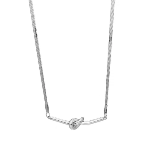Minimalistische Titanstahl Knoten Halskette Für Damen Herren Silber Schlangenkette Polierte Schlüsselbeinkette Schmuck