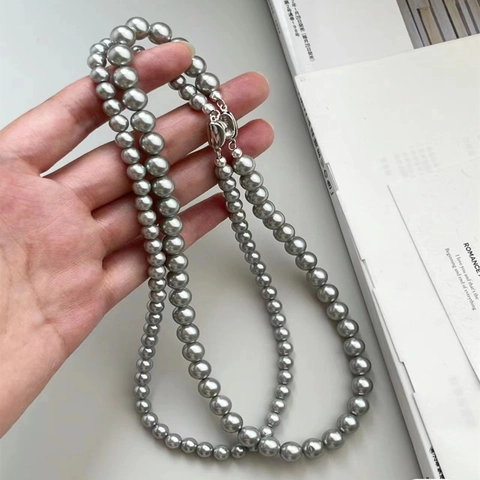 Elegant Titanium Steel Artificial Shell Pearl Necklace Bracelet Minimalist Round Beaded Jewelry Set For Women Party Decoration
