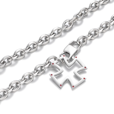 Vintage Punk Titaniumstaal IJzeren Kruis Hanger Halsketting Met Rode Strass Voor Heren Dames Hip Hop Sieraden