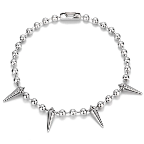Punk Edelstahl Kugelkette Halskette Mit Kegel Spike Niete Anhänger Für Herren Damen Gothic Streetwear Schmuck