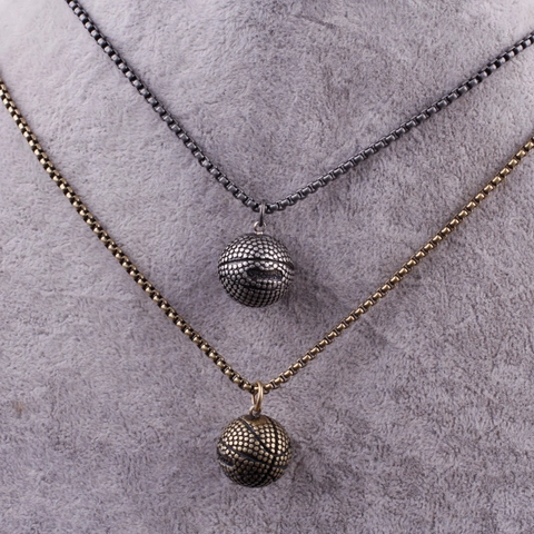 Retro Hip Hop Basketball Pendant Necklace Titanium Steel Sporty Jewelry For Men Women Vintage Antique Silver Bronze Accessory