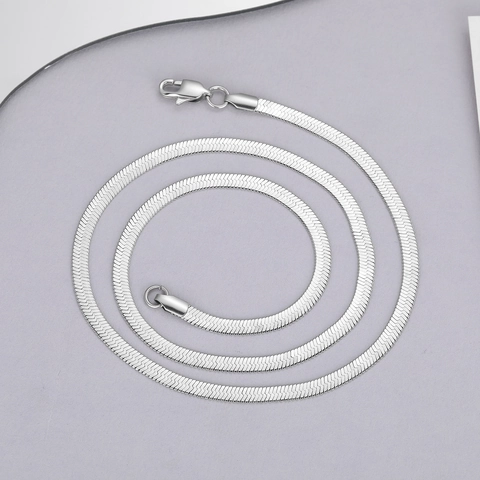 Hip Hop Polierte Edelstahl Klingenkette Flache Schlangenkette Halskette Für Herren Damen Minimalistische Silber Schmuck