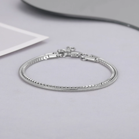 Bracciale in Acciaio al Titanio a Doppio Strato con Catena a Serpente e Box per Uomo Donna Gioielli Argento Minimalisti Geometrici
