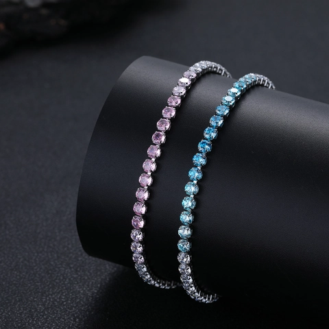 Gradient Zirconia Tennis Bracelet Titanium Steel Non Fading Niche Design Hand Jewelry For Women Men Couple Fashion Gift