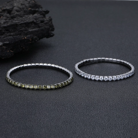 Hip Hop Roestvrij Stalen Tennis Armband Met Zirkonia Stenen Elastische Stretch Rij Strass Armband Voor Heren Dames Cadeau