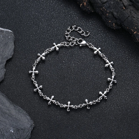 Unisex Hip Hop Titanium Steel Cross Chain Necklace And Bracelet Gothic Minimalist Stainless Steel Jewelry For Men Women