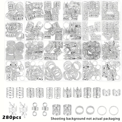 Alloy Metal Dreadlock Hair Accessories Gold Silver Braid Rings Cuffs Leaf Pendants Spiral Hair Jewelry For Women Styling