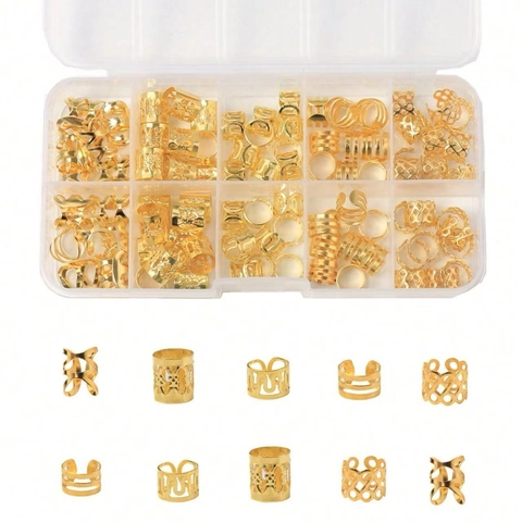 Alloy Hollow Dreadlock Hair Rings Braid Jewelry Cuffs Accessories For Women DIY Braiding Decoration Vintage Punk Style