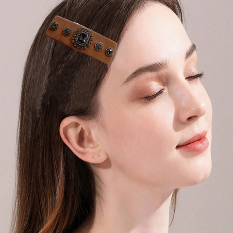 Vintage Franse Fluweel Rechthoek Haarclip Voor Vrouwen Elegante Strass Geometrische BB Clip Haarspeld Haaraccessoires Cadeau