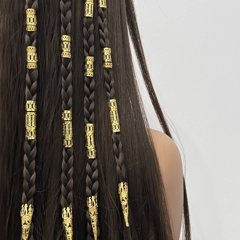 50 Stück Gold Legierung Hohl Dreadlock Haarringe Vintage Ethnisch Flechthaar Metallmanschetten Clips Für Zöpfe Haarschmuck