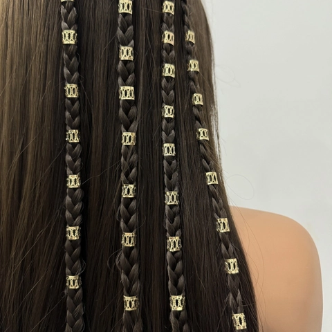 Vintage Alloy Hollow Geometric Dreadlock Hair Rings Gold Metal Hair Cuffs For Braiding Women Fashion Hair Jewelry