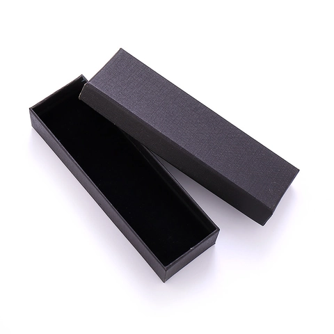 Caja de Joyería de Papel Kraft Negra Minimalista Tapa y Base para Collar Anillo Pulsera Embalaje de Regalo