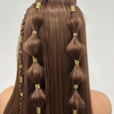 Vintage Goldene Hohle Dreadlock Haarringe Metall Flechtmanschetten Mit Blattanhängern Dekorative Dreadlocks Schmuck Für Damen