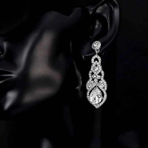 Orecchini a Goccia Intagliati a Fiore Vintage Strass Esagerati Pendenti a Goccia per Donna Gioielli per Banchetto Festa