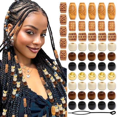Perline per Capelli in Stile Misto per Dreadlocks in Plastica con Motivo Floreale Intagliato Accessori per Gioielli Intrecciati da Donna
