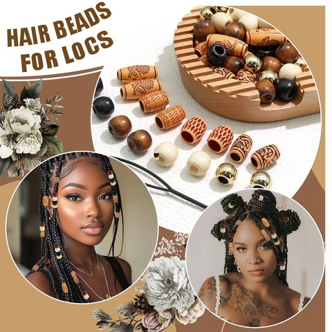 Perline per Capelli in Stile Misto per Dreadlocks in Plastica con Motivo Floreale Intagliato Accessori per Gioielli Intrecciati da Donna