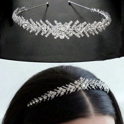 Cerchietto a Corona da Sposa con Strass Lucidi per Matrimonio Festa Lussuoso Cerchietto in Lega di Zinco per Donna Accessori